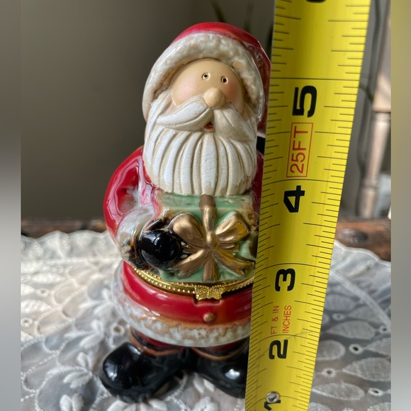 Vintage Santa Ceramic Hinged Jewelry Box I 6" - Picture 2 of 4